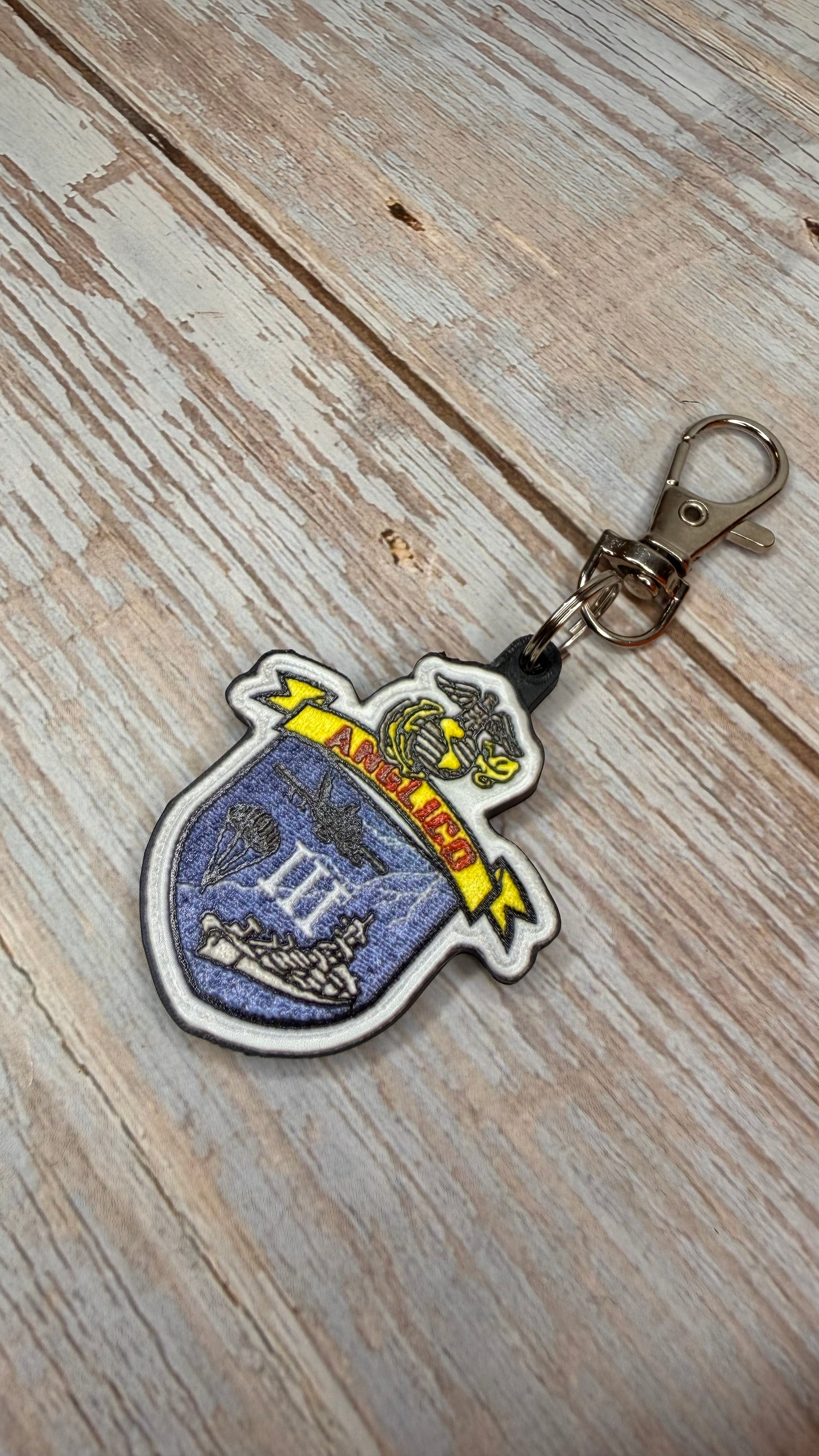 3rd ANGLICO MicroKeychain — Patch version on wood #Patch