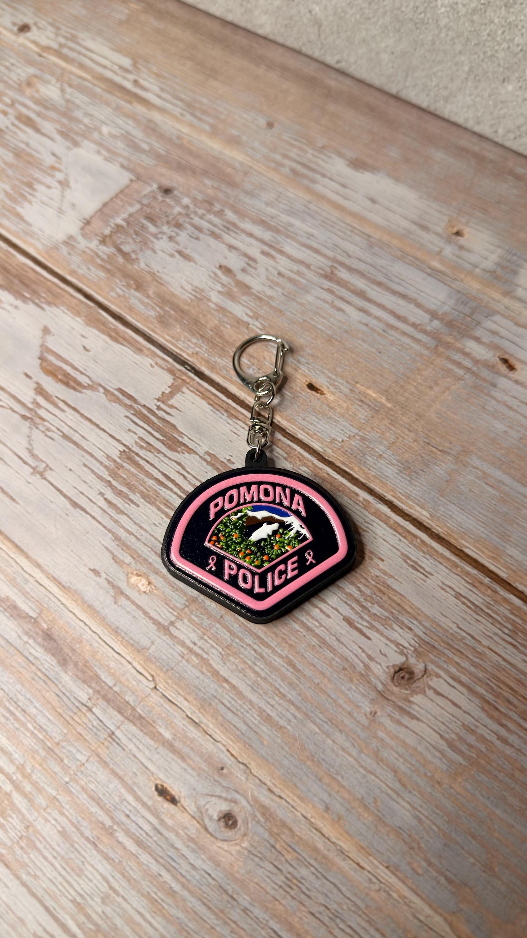Pomona Police Pink Patch, California - MicroKeychain