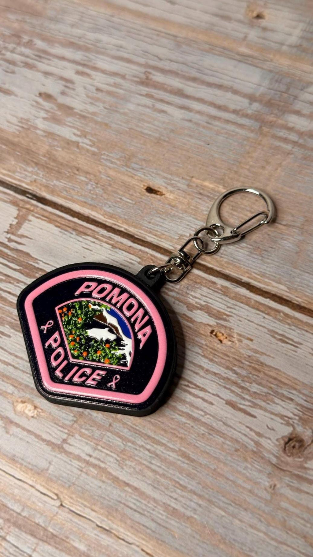 Pomona Police Pink Patch, California - MicroKeychain