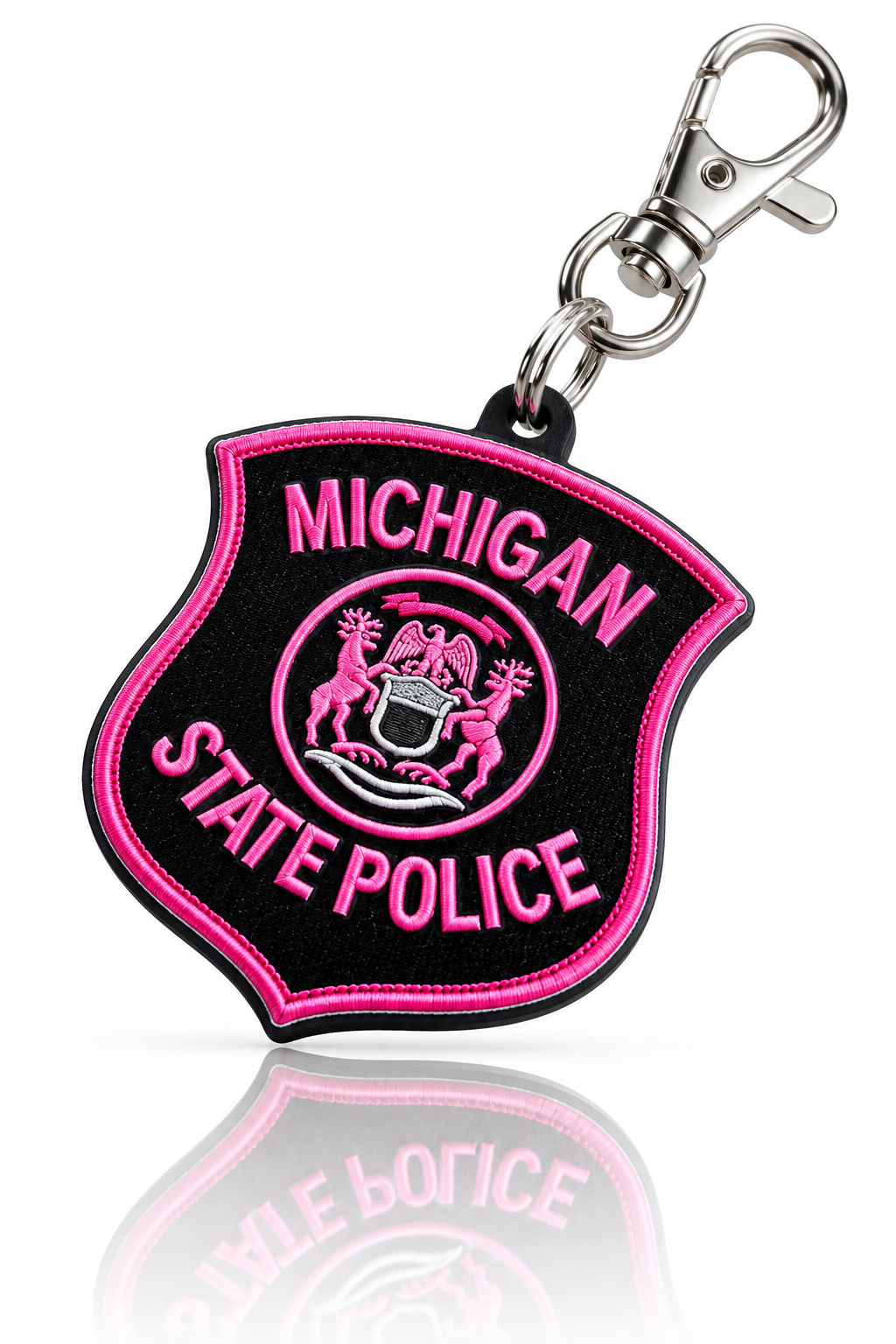 Michigan State Police Pink Patch keychain
