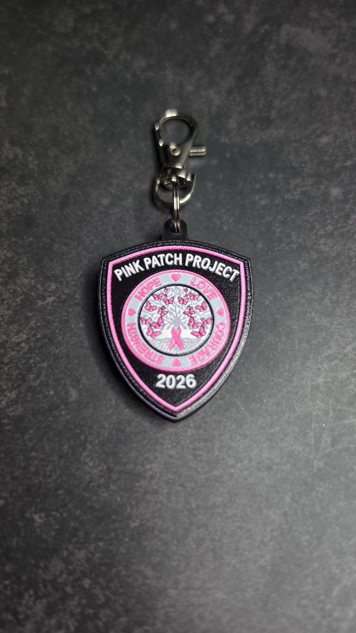 Pink Patch Project 2026 keychain