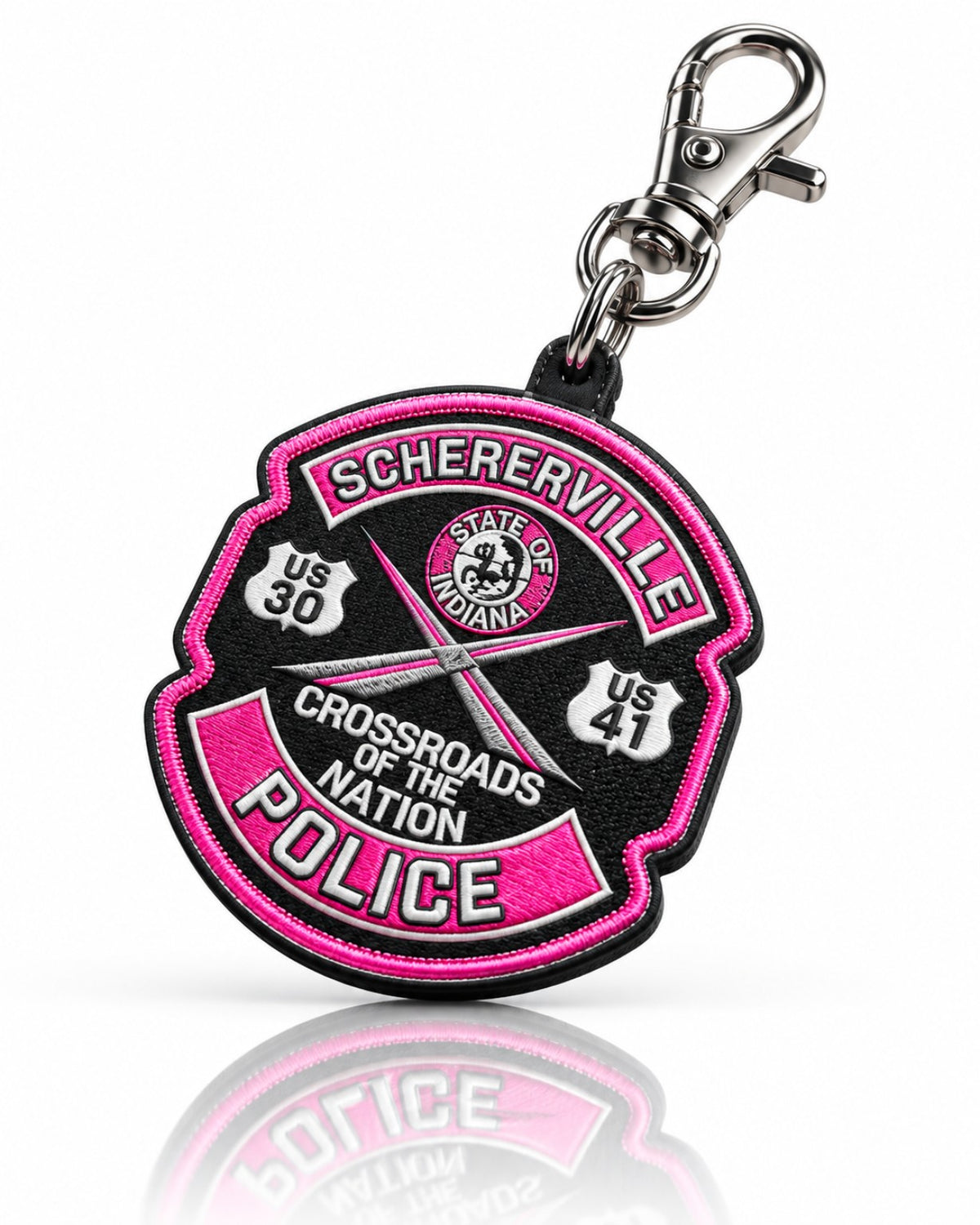 Schererville Police Pink Patch keychain